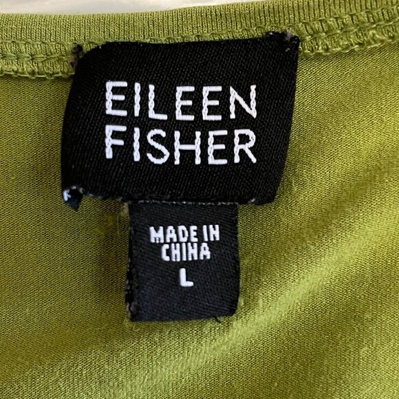 Eileen Fisher Avocado Green Long Sleeve Scoop Neck T-Shirt Top Viscose Large - Picture 5 of 7
